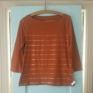 Rust + Gold Striped Long Sleeve Shirt